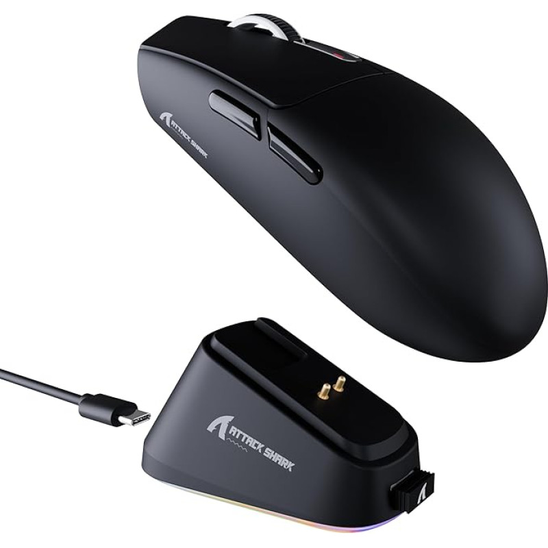 ATTACK SHARK G3PRO Gaming Mouse with Magnetic Charging Station, PixArt PAW3311 Gaming Sensor, Bluetooth/2.4G Wireless/Wireless Gaming Mouse, 25000 DPI, Office and Gamer Mouse (Black)