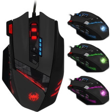 zelotes Gaming Mouse, 4000 DPI, 12 Programmable Buttons, 8 Weight Blocks, Ergonomic Design, RGB Gamer Mouse with Cable, for PC, Mac, Computer, Laptop, Black