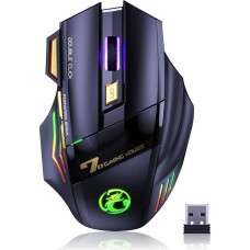 VEGCOO C8 Wireless Gaming Mouse, Rechargeable Silent Click Gaming Mouse with 2.4G USB Receiver, 3 Adjustable DPI, 7 Sensitive Buttons, Ergonomic RGB Mouse for Laptop, PC, Mac