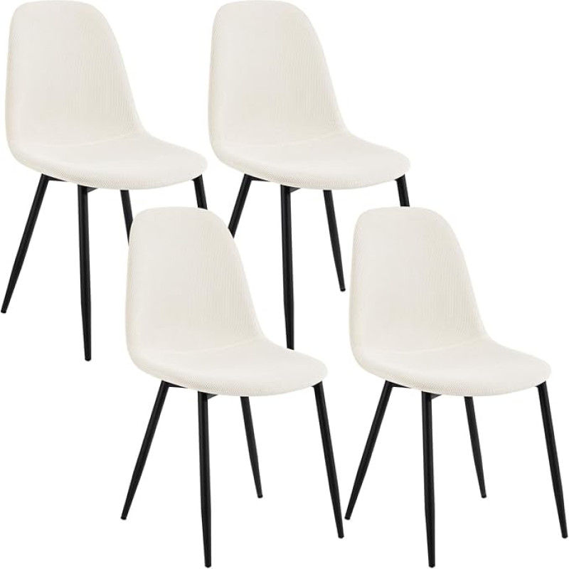Lestarain Dining Room Chairs Set of 4 for Bedroom Kitchen Living Room Comfortable Kitchen Chairs with Backrest, Metal Legs, Scandinavian Modern, Corduroy, Beige