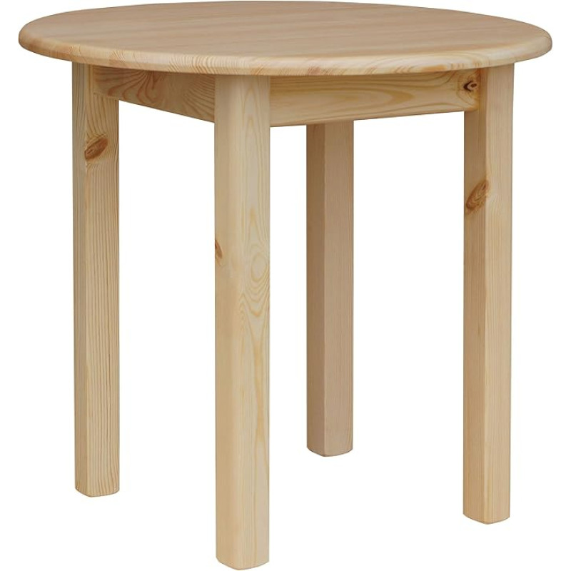 k koma Round Solid Pine Wood Table - Timeless Design, Painted Pine (Diameter 50 cm)