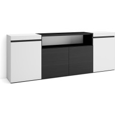 Skraut Home Sideboard, Highboard, Chest of Drawers, Chest of Drawers, 200 x 75 x 35 cm, 4 Doors, Living Room, Kitchen, Modern Style, White and Black