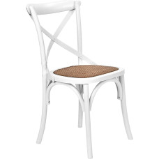 BUTLERS Cross Country Chair, 46 x 42 x 87 cm, Brown Wooden and Rattan Dining Chair, Classic Upholstered Chair