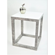 freeroom24, Side Table, Living Room Table, Coffee Table, Small Coffee Table, Flower Stool, Flower Column, Cube, Concrete Look, Glass White, 20 x 20 x 40 cm, Made in Germany