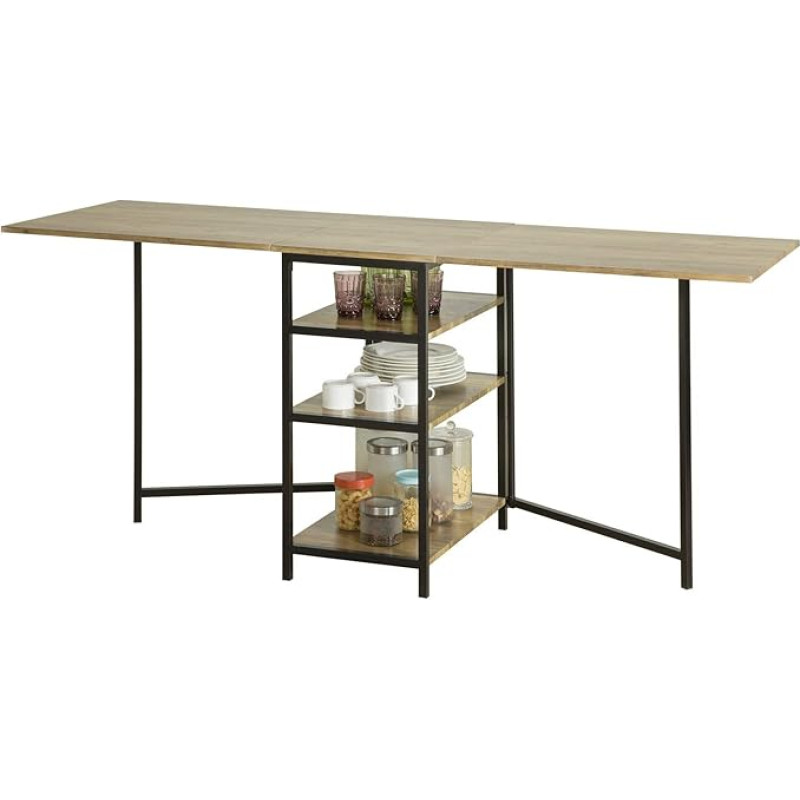 SoBuy FWT62-N Folding Dining Room Table with 3 Shelves Folding Kitchen Table Wooden Table Industrial Design W x H x H x D x H x D x H x D x H x D x H x W x H x D x H