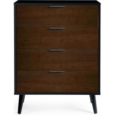 Julian Bowen Alba Chest of Drawers with 4 Drawers, Soft Close, Walnut and Black, 100.5 x 78 x 40 cm