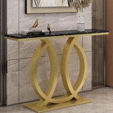 Generisch 120 cm großer Konsolen-Sofatisch aus Metall, abgerundete Kanten und Ecken, Flur-/Eingangstische für das Wohnzimmer (Gold 1)