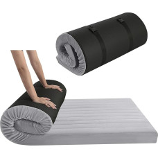 MeMoreCool Roll-up Folding Mattress Guest Bed, Foldable Portable Futon Mattress, High Density Foam Folding Mattress with Travel Bag, Sleeping Mattress, Guest Mattress for Travel, 140 x 200 cm, Grey