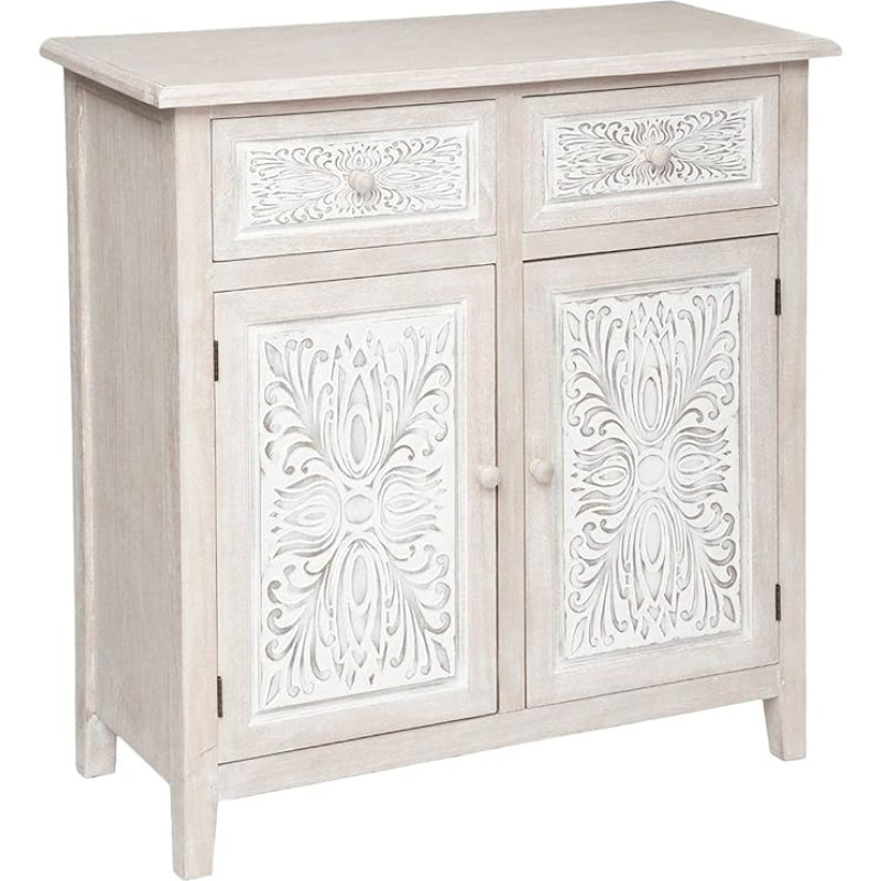 Atmosphera Hina 2-Door Sideboard Bleached Wood Linen White