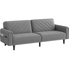 Yaheetech Sofa Bed 200 cm Wide, 2/3-Seater Sofa with Sleep Function, Sofa Bed with 3 Adjustable Angles, Ideal for Living Room, Dark Grey