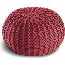 casamia Pouf Knitted Stool Floor Cushion Diameter 55 or 45 cm Premium Outdoor Sustainable Size Diameter 45 cm Colour Rust Brown Ruby Wine