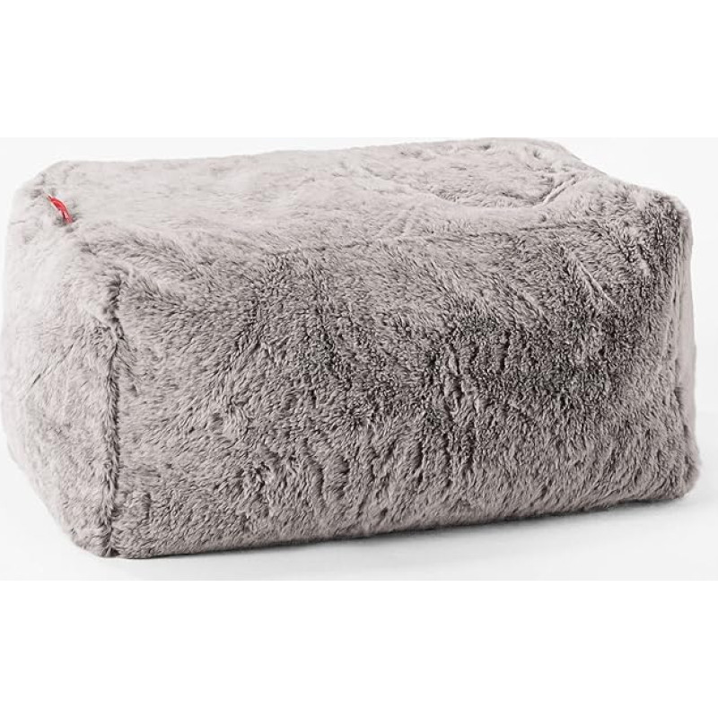 Lounge Pug - Footstool Pouf Rabbit Faux Fur Light Grey