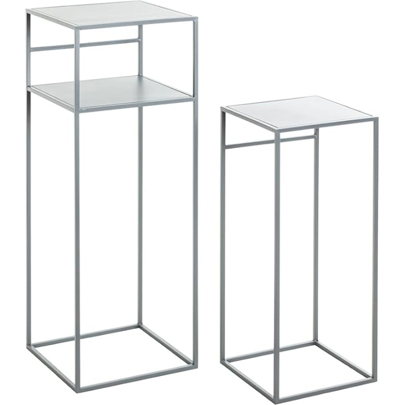 HAKU Möbel Side Table Set of 2 Grey Metal Dimensions W 26 x D 26 x H 63 cm / W 30 x D 30 x H 85 cm Style: Modern