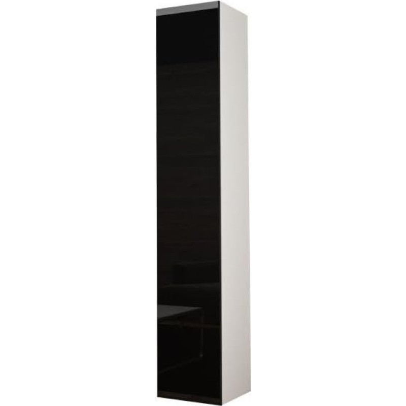 Vigo 180 Wall Cabinet, Display Cabinet, Wall Cabinet, 1 Door Cabinet with 4 Shelves, Choice of Colours, Storage Cabinet, Tall Cabinet, Living Room Cabinet, Modern Display Cabinet (White/Black High