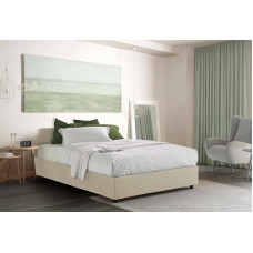Talamo Italia - Dana Beige Double Fabric Storage Bed - 100% Made in Italy - Front Opening - Includes Mattress 160 x 190 cm
