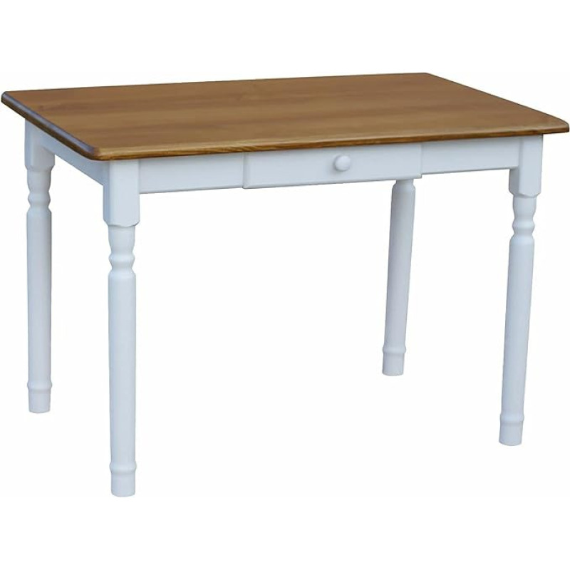 k koma Dining Table Kitchen Table Solid Pine White Honey with Drawer Oak (80 x 100)