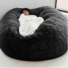 Round bean bag sofa cover, bean bag made of faux fur, bean bag cover without filling, for living room decoration