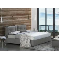 Talamo Italia - Miriam Square and Half Bed, Container Bed with Fabric Cover, 100% Made in Italy, Front Opening, Suitable for Mattress Cm 120 x 190 cm, Grey