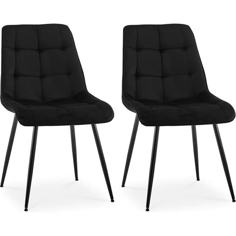 CLIPOP Dining Room Chairs, Set of 2, Faux Leather Padded Seat, Living Room Chairs with Sturdy Metal Legs, Leisure and Reception Chairs for Home and Office (Set of 2, Velvet Black)