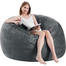 Bean Bag Chairs for Adults 3ft Memory Foam Furniture Kids Youth Sofa with Soft Microfiber Cover Round Fluffy Couch for Living Room Bedroom College Dorm 3ft Grey