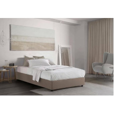 Talamo Italia - Gaia Square and Half Bed, Container Bed with Fabric Cover, 100% Made in Italy, Side Opening, Includes Mattress Cm 120x190, Turtledove