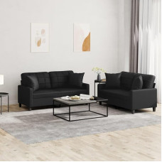 SECOLI Sofa Set 2 Seater + 2 Seater, 2-2 Sofa Set Couch Set Living Room Sofa Sets Couch Lounge Couch Sofas & Couches Faux Leather Black