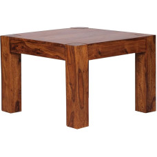 FineBuy Coffee Table 60 x 60 x 40 cm Solid Wood Living Room Table Square Brown Side Table Solid Wood Design Wooden Table Living Room