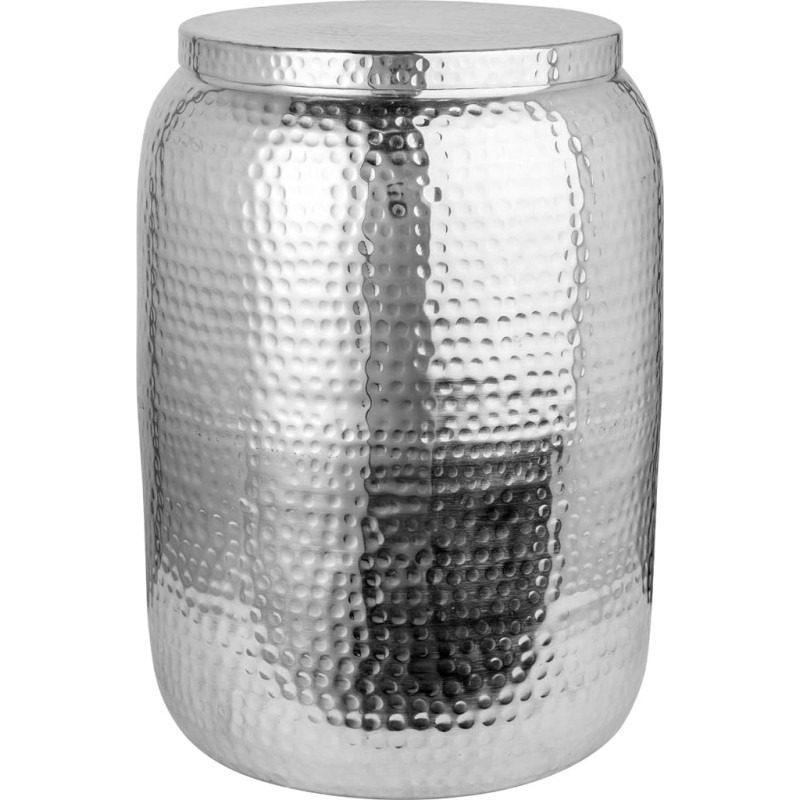 Riess Ambiente Handmade Side Table Orient Storage 48 cm Silver Hammered Design with Storage Space Living Room Table