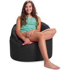 Posh Creations Sonoma Deck Chair for Children and Teenagers, Large Bean Bag for Living Room, Bedroom and Basement, Large, Black