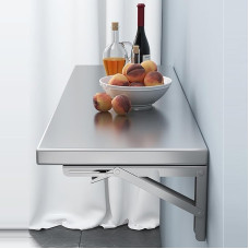 Klappbarer Wandtisch – platzsparender schwebender Schreibtisch, Edelstahl, Wand-montierter Schreibtisch für kleine Räume, Waschküche, zusammenklappbarer Tisch (90 x 25 cm)
