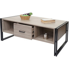 HWC-A27b Coffee Table Living Room Table 3D Structure 45 x 110 x 60 cm MVG Certified Metal Oak Look