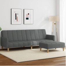 Willood Sofa Bed 2-Seater with Footstool Sofa Bed for Living Room Home Cinema Office Couch Sofa Bed Day Bed Guest Bed Dark Grey Fabric with Armrest
