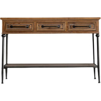 NOALED Console Table, Console Table, 2-Tier Console Sofa Table, 48 Inch Long Industrial Vintage Style Entrance Table with 3 Drawers, Hallway Tables for Living Room/Foyer