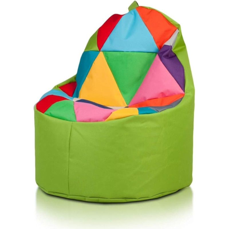 Ecopuf Yoko Mix Patchwork Bean Bag - Portable Bean Bag Made of Polyester with Anti-Lost Zip