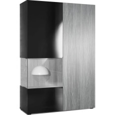 Vladon Morena Chest of Drawers Tall Cabinet, Made in Germany, Body in Matte Black / Right Door and Insert in Avola Anthracite
