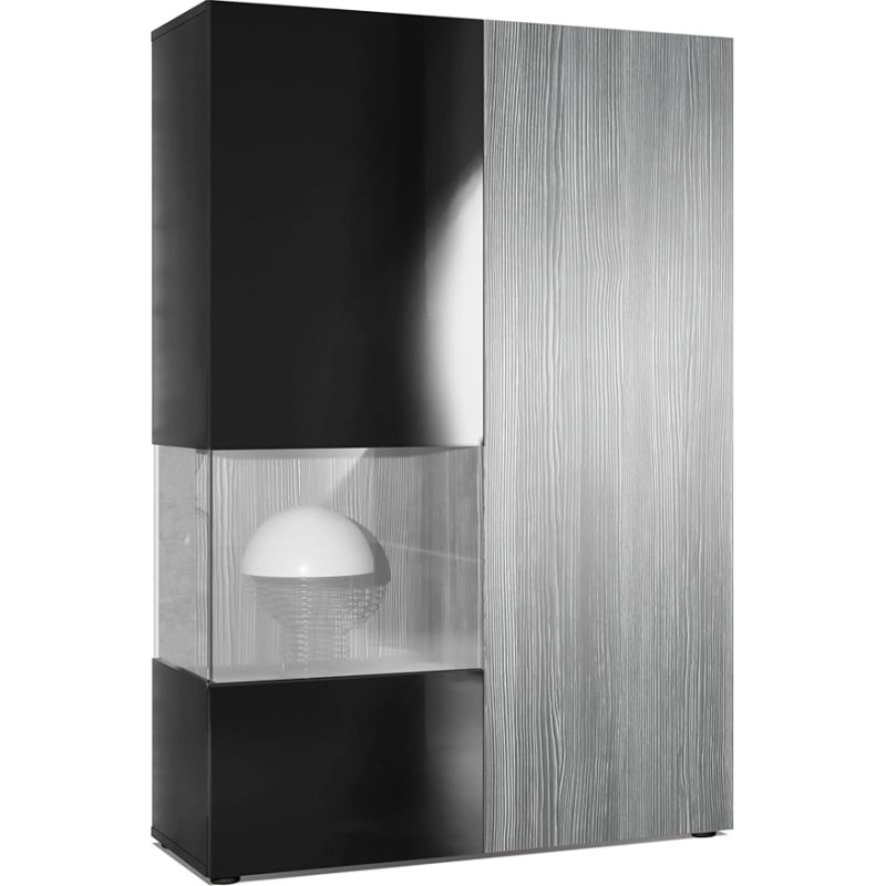 Vladon Morena Chest of Drawers Tall Cabinet, Made in Germany, Body in Matte Black / Right Door and Insert in Avola Anthracite