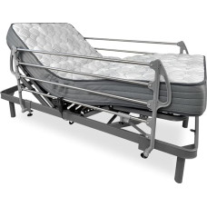 DUÉRMETE ONLINE Dorsaltec Reinforced Electric Bed with Stainless Steel Railing, Anthracite, 105 x 190 cm