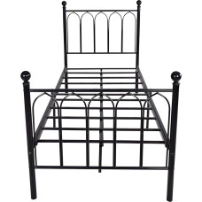 Diolong Single Storage Vintage Style Sturdy Bed Frame with Headboard & Footboard Mattress Primer No Box Spring Required (Brown, Single)