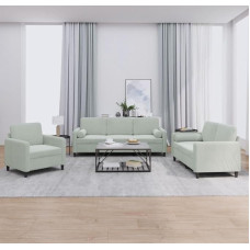 Brokky 3201954 3-Piece Sofa Set with Cushion Sofa Living Room Sofa Set Sofas for Living Room Light Grey Velvet
