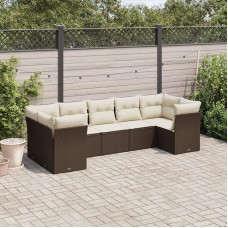 Snsowed 7-TLG. Garten-Sofagarnitur mit Kissen Braun Poly Rattan, Lounge Gartenmöbel Set, Möbelsets, Balkon Möbel, Gartenlounge, Gartensofa - 3249962