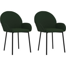 vidaXL Dining Room Chairs, Set of 2, Dining Room Chairs with Armrests, Dining Chair, Kitchen Chair, Metal/Plywood Frame, Chair for Dining Room, Kitchen, Dark Green Velvet