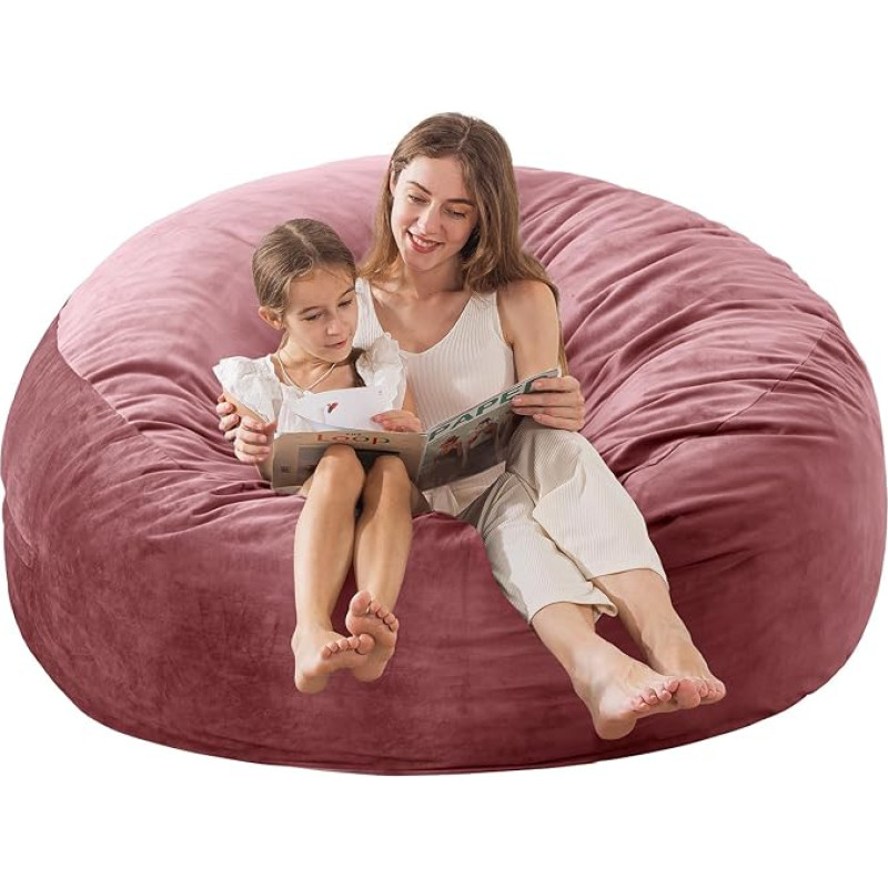 EDUJIN Xlarge Bean Bag Chair:60 Inch Large Bean Bag with Memory Foam Filled Bean Bag for Adults with Stuffing, Ultra Soft Dutch Velvet Cover, Round Fluffy Sofa for Living Room - 1.5