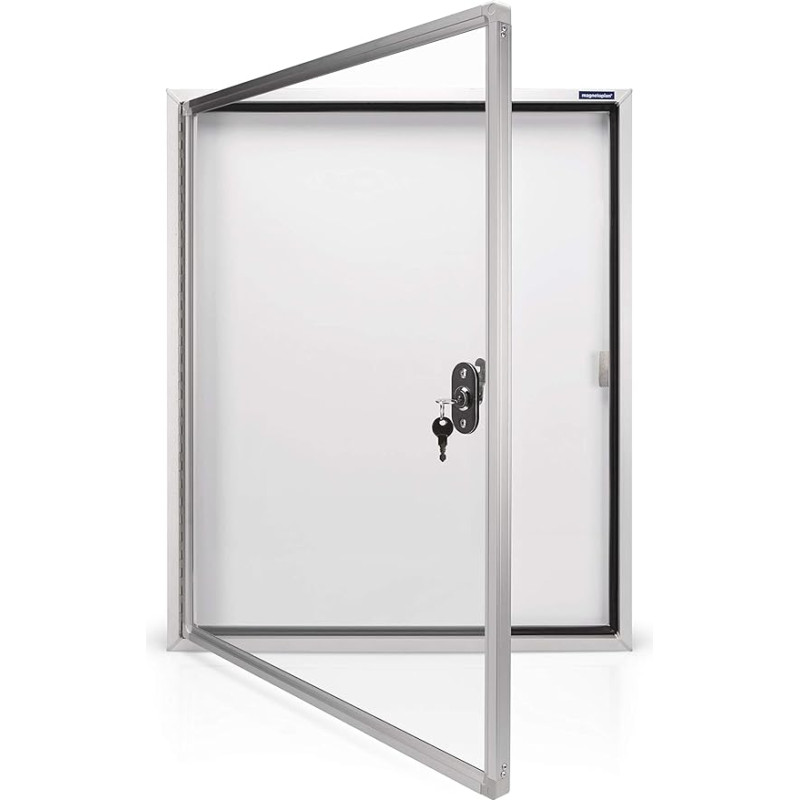magnetoplan CC Display Case 6 x A4 with Safety Glass for Outdoor Use White/Aluminium/Grey