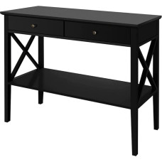 Hallway Console Tables, Black Vintage Console Sofa Table, 2 Tier Entrance Table, Narrow Wooden Sideboard Sofa Table for Living Room, Entryway and Bedroom, 35 x 100 cm