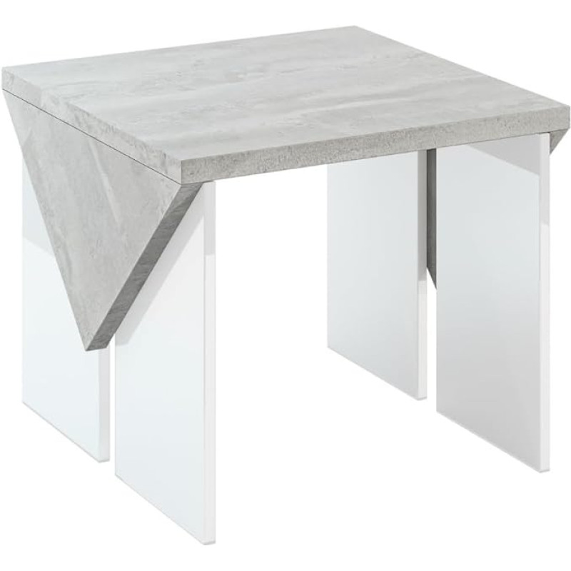 PROROOM FURNITURE - Trop Mini - Coffee Table 60 x 60 cm Height 50 cm - Square Coffee Table - Sofa Table - Coffee Table - Living Room Table Modern - Side Table Small - Concrete Look/White High Gloss