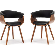 Mignone Dining Room Chairs, Living Room Chairs, Modern Kitchen Chairs, Backrests for Kitchen, Study, Living Room with Solid Wood Legs (Black/Brown Faux Leather, 2)