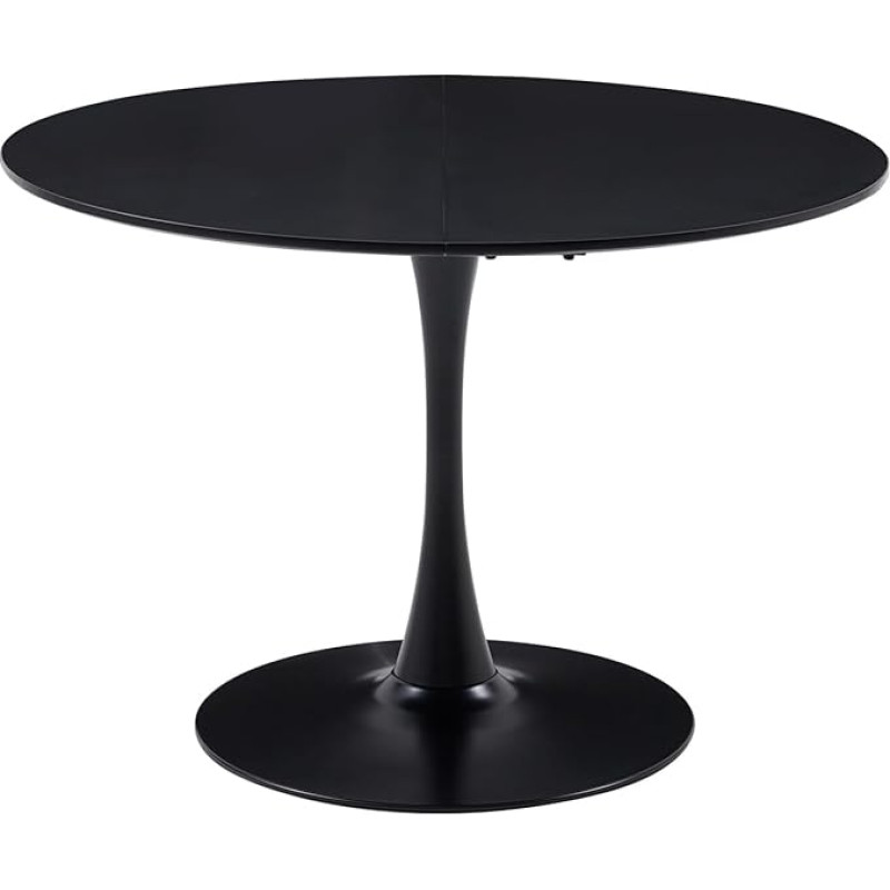 DEYARNA HOME Round Dining Table, Diameter 110 cm, Tulip Round Kitchen Table, Mid-Century Leisure Table for Dining Room, Living Room, Cafe, Office, 110 cm x 110 cm x 75 cm (Black)