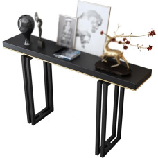 Narrow Long Table Behind Couches, Square Console Sofa Table with Iron Frame, Black Entrance Table for Living Room, Study, Hallway, 80-120 cm Hallway Table (Size: 100 x 30 x 80 cm, Colour: Black)