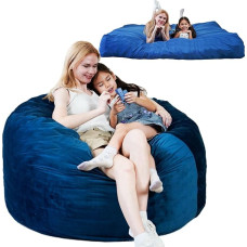 Bmag Giant Bean Bag Chair for Adults 6ft Convertible Bean Bag Pad Lazy Sofa Chairs with Memory Foam Filling Removable Washable Cover for Living Room Bedroom Office Blue