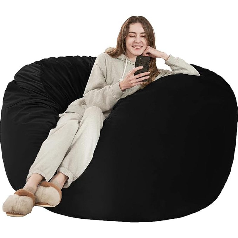 HABUTWAY 4ft Giant Black Memory Foam Bean Bag with Microfibre Cover